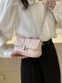 Mini Quilted Flap Square Bag Metal Decor Pink