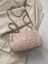 Mini Quilted Flap Square Bag Metal Decor Pink