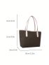 Geometric Pattern Shoulder Tote Bag Contrast Binding