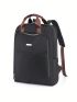 Metal Decor Functional Backpack Medium Zipper Black