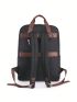 Metal Decor Functional Backpack Medium Zipper Black