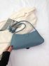 Stitch Detail Buckle Decor Hobo Bag Medium Blue