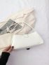 Stitch Detail Buckle Decor Hobo Bag Medium White