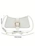 Stitch Detail Buckle Decor Hobo Bag Medium White