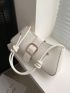 Stitch Detail Buckle Decor Hobo Bag Medium White