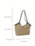 Contrast Binding Straw Bag Small Vacation Double Handle