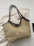 Contrast Binding Straw Bag Small Vacation Double Handle