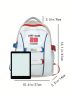 Letter Pattern Classic Backpack Colorblock Adjustable Strap For Daily