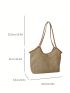 Contrast Binding Straw Bag Small Vacation Double Handle