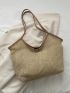 Contrast Binding Straw Bag Small Vacation Double Handle