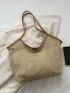 Contrast Binding Straw Bag Small Vacation Double Handle