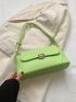 Geometric Embossed Flap Baguette Bag Medium Green