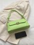 Geometric Embossed Flap Baguette Bag Medium Green