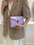 Quilted Flap Chain Square Bag Small Purple