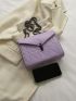 Quilted Flap Chain Square Bag Small Purple