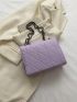 Quilted Flap Chain Square Bag Small Purple