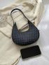 Mini Geometric Pattern Hobo Bag Zipper Vintage