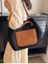 Two Tone Shoulder Tote Bag Double Handle