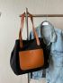 Two Tone Shoulder Tote Bag Double Handle