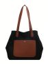 Two Tone Shoulder Tote Bag Double Handle