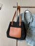 Two Tone Shoulder Tote Bag Double Handle