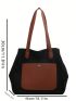 Two Tone Shoulder Tote Bag Double Handle