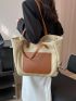 Two Tone Shoulder Tote Bag Double Handle