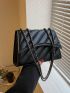 Quilted Flap Chain Square Bag Black Elegant