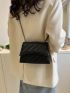 Quilted Flap Chain Square Bag Black Elegant