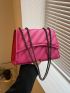 Neon Pink Quilted Flap Chain Square Bag Funky