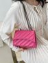 Neon Pink Quilted Flap Chain Square Bag Funky