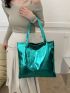 Metallic Shoulder Tote Bag Double Handle Funky