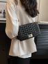 Geometric Embossed Chain Flap Square Bag Twist Lock