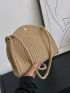 Khaki Fashion Straw Woven Shoulder Bag, Handbag