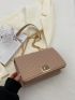 Geometric Embossed Chain Flap Square Bag Twist Lock