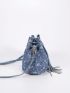 Mini Tassel Decor Bucket Bag Drawstring Design