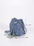 Mini Tassel Decor Bucket Bag Drawstring Design