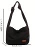 Letter Patch Decor Hobo Bag Medium Nylon