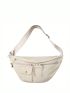 Minimalist Fanny Pack Oversized Zipper Beige Casual