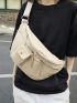 Minimalist Fanny Pack Oversized Zipper Beige Casual