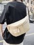 Minimalist Fanny Pack Oversized Zipper Beige Casual