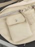 Minimalist Fanny Pack Oversized Zipper Beige Casual