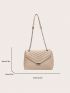 Chevron Pattern Square Bag Beige Flap Chain Strap