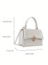 Mini Square Bag Beige Metal Decor Flap Top Handle