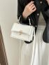 Mini Square Bag Beige Metal Decor Flap Top Handle