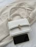 Mini Square Bag Beige Metal Decor Flap Top Handle