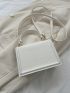 Mini Square Bag Beige Metal Decor Flap Top Handle