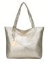 Women's Tote Bag Pu Zipper Solid Color Gold For Daily