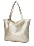 Women's Tote Bag Pu Zipper Solid Color Gold For Daily