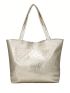 Women's Tote Bag Pu Zipper Solid Color Gold For Daily